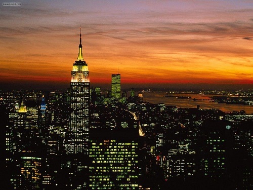 Manhattan skyline evening